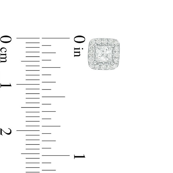 1 CT. T.w. Princess-Cut Diamond Frame Stud Earrings in 14K White Gold