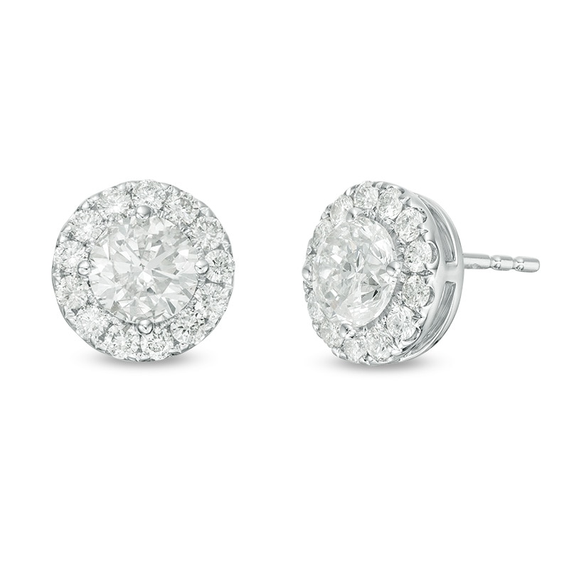 2 CT. T.W. Diamond Frame Stud Earrings in 14K White Gold