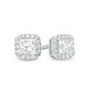 Thumbnail Image 1 of 1/2 CT. T.W. Certified Princess-Cut Diamond Frame Stud Earrings in 14K White Gold (I/SI2)