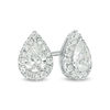Thumbnail Image 0 of 1 CT. T.W. Certified Pear-Shaped Diamond Frame Stud Earrings in 14K White Gold (I/SI2)