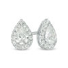 Thumbnail Image 1 of 1 CT. T.W. Certified Pear-Shaped Diamond Frame Stud Earrings in 14K White Gold (I/SI2)