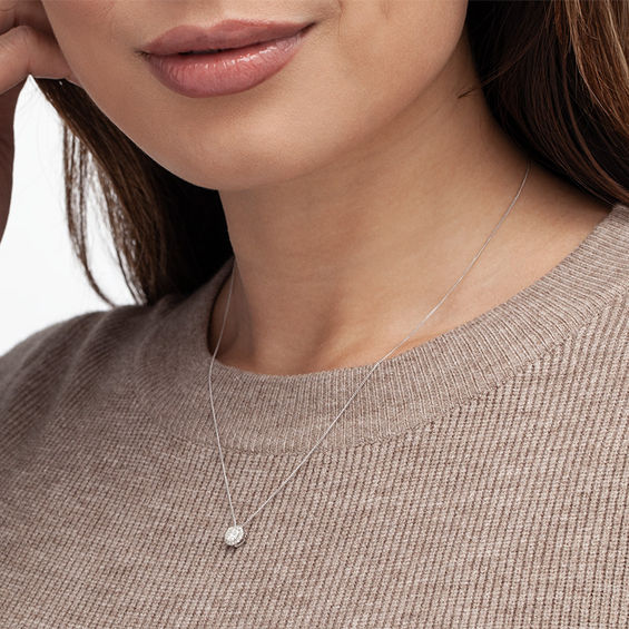 CT. T.w. Diamond Frame Pendant in 14K White Gold