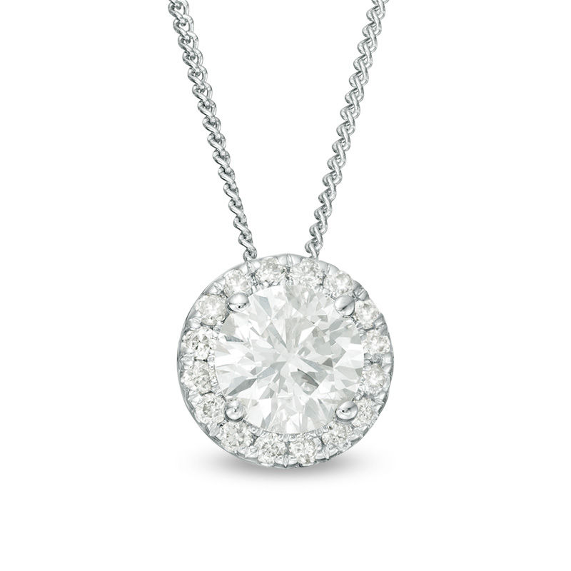 Main Image 1 of 1/2 CT. T.W. Certified Diamond Frame Pendant in 14K White Gold (I/SI2)