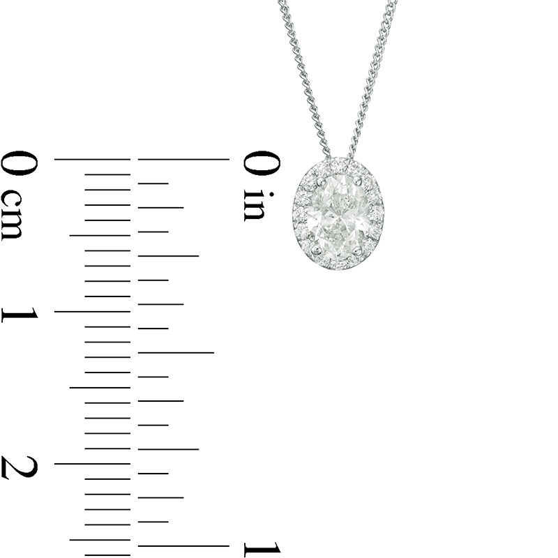 Main Image 3 of 1/2 CT. T.W. Certified Oval Diamond Frame Pendant in 14K White Gold (I/SI2)