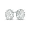 Thumbnail Image 1 of 1/2 CT. T.W. Certified Oval Diamond Frame Stud Earrings in 14K White Gold (I/SI2)
