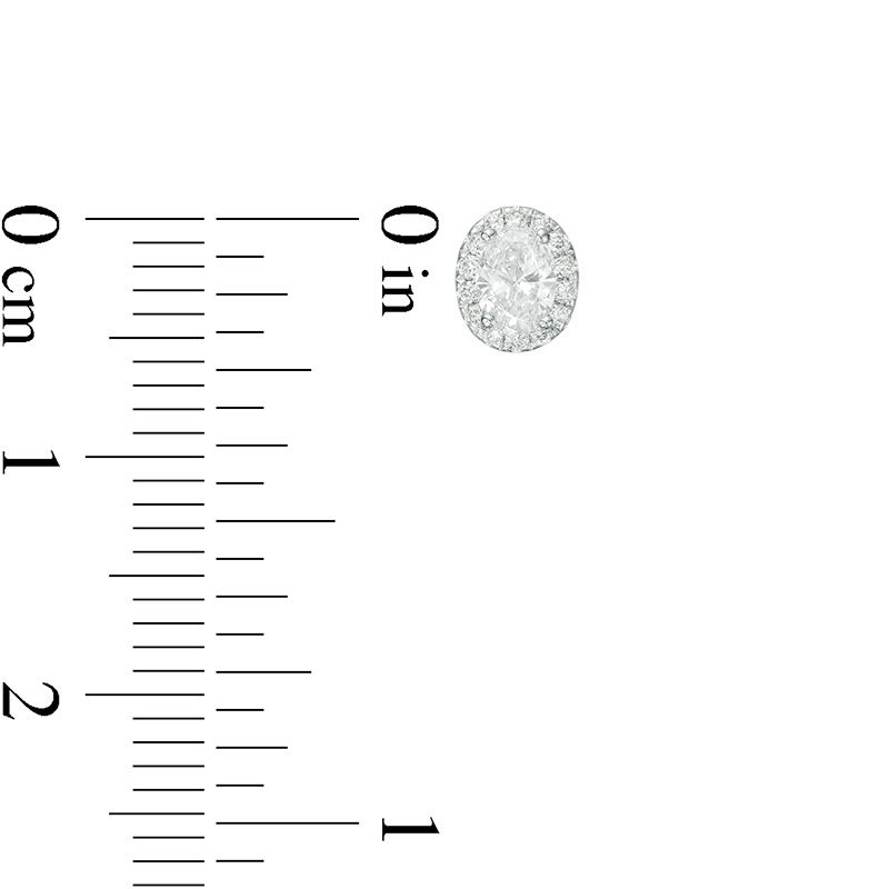 Main Image 3 of 1/2 CT. T.W. Certified Oval Diamond Frame Stud Earrings in 14K White Gold (I/SI2)