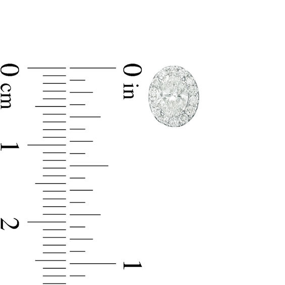 1 CT. T.w. Certified Oval Diamond Frame Stud Earrings in 14K White Gold (I/Si2)