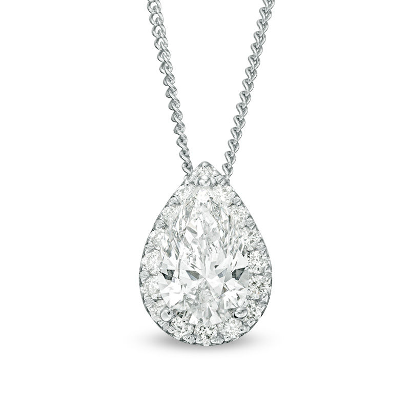 1/2 CT. T.W. Certified Pear-Shaped Diamond Frame Pendant in 14K White Gold (I/SI2)