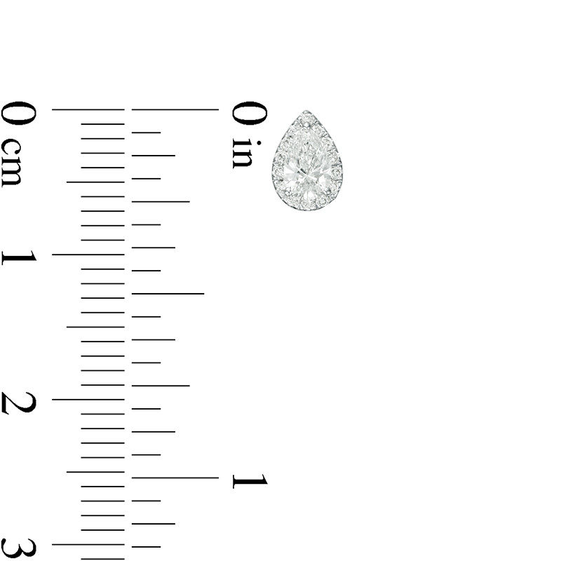 Main Image 3 of 1/2 CT. T.W. Certified Pear-Shaped Diamond Frame Stud Earrings in 14K White Gold (I/SI2)