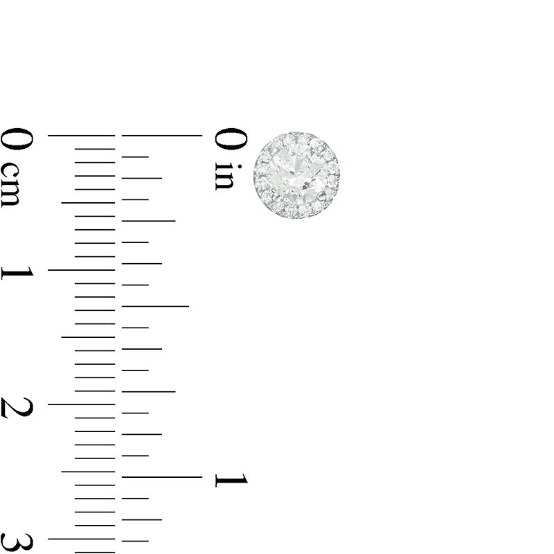Main Image 3 of 3/4 CT. T.W. Certified Diamond Frame Stud Earrings in 14K White Gold (I/SI2)