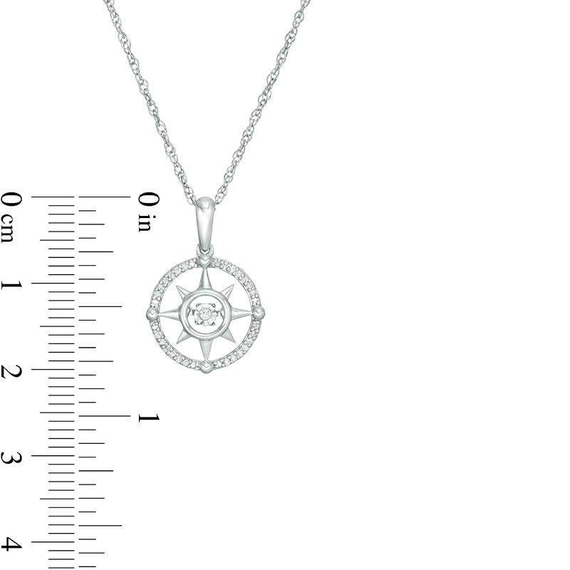 Main Image 3 of Unstoppable Love™ 1/15 CT. T.W. Diamond Compass Pendant in Sterling Silver