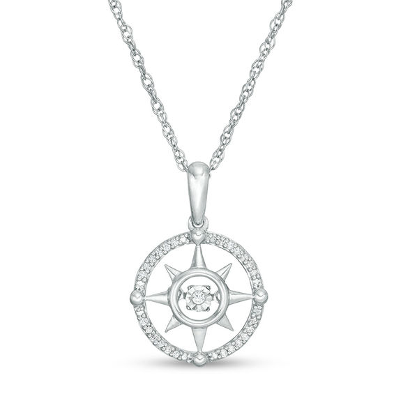 0.065 CT. T.W. Diamond Compass Pendant in Sterling Silver Zales