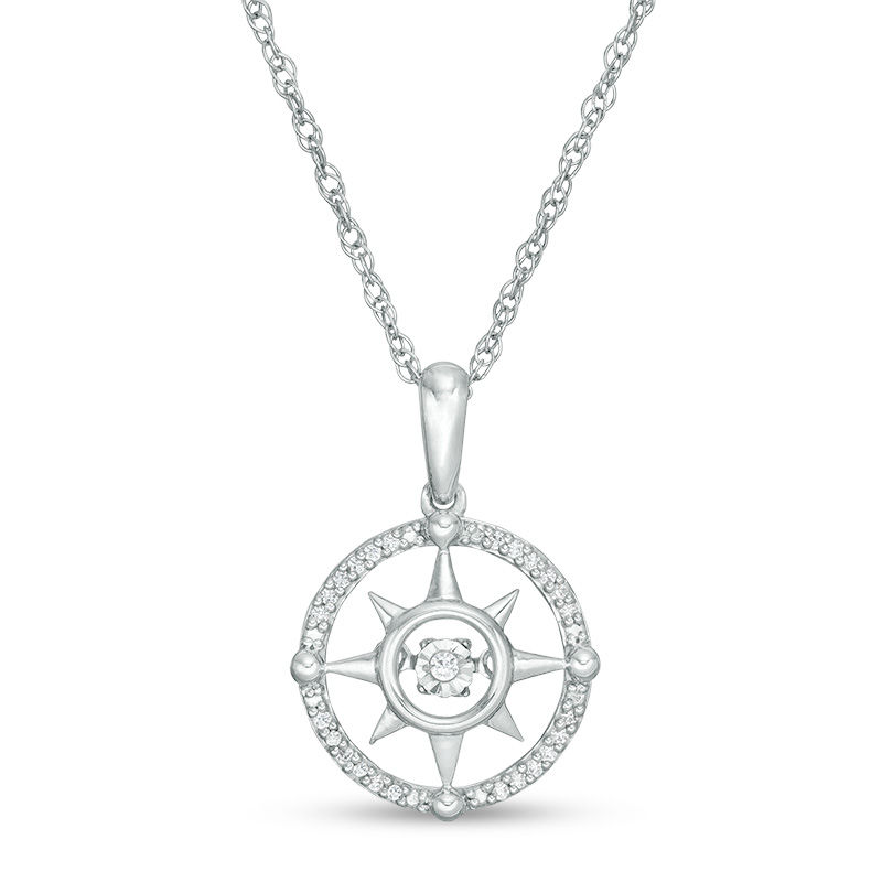 Unstoppable Love™ 0.04 CT. T.W. Diamond Compass Pendant in Sterling Silver  | Peoples Jewellers