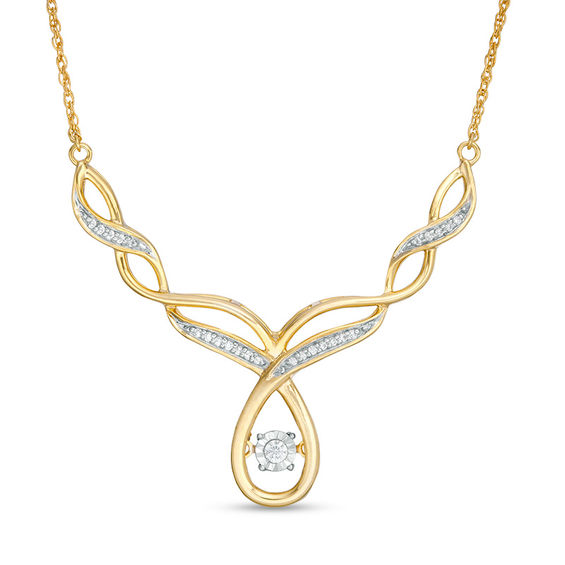 0.146 CT. T.w. Diamond Twist Necklace in 10K Gold - 16.5"