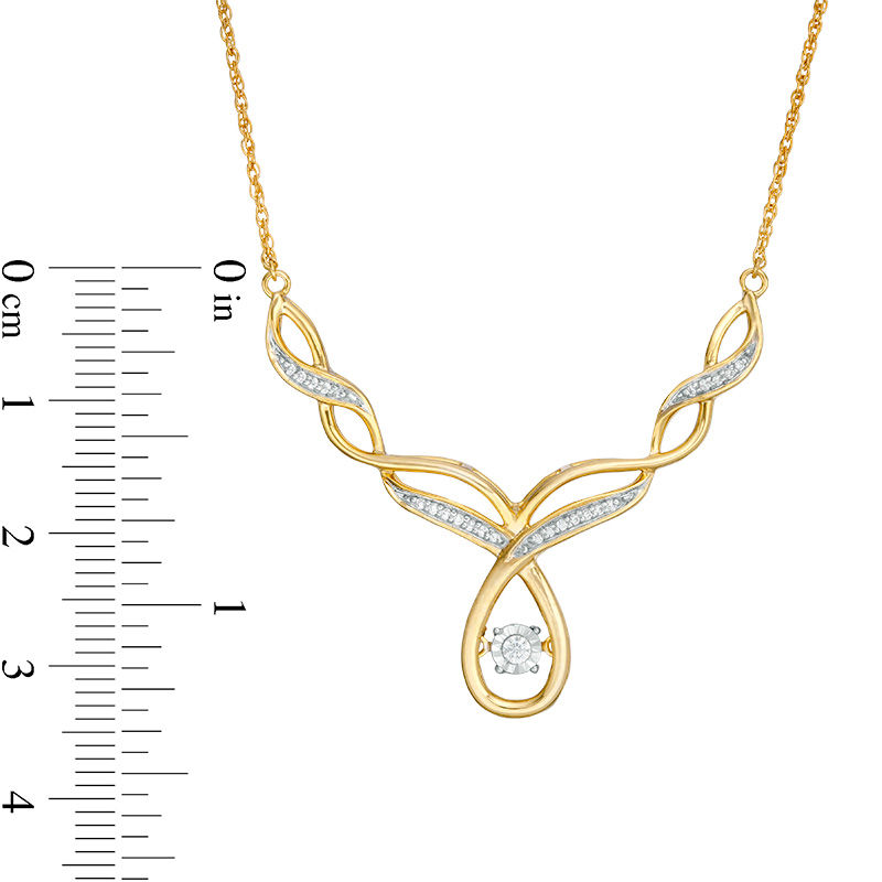Main Image 3 of 0.146 CT. T.W. Diamond Twist Necklace in 10K Gold - 16.5"