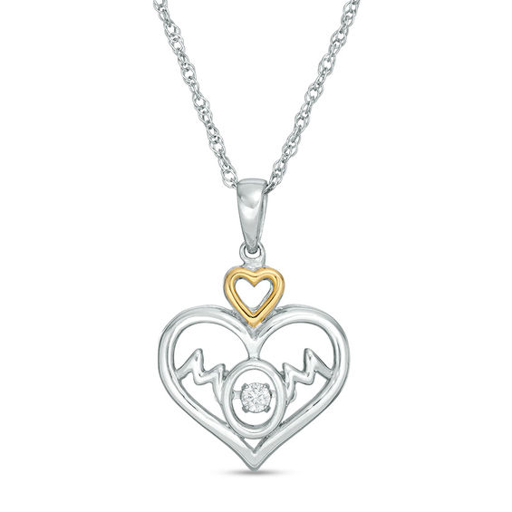 Unstoppable Love™ Diamond Accent Double Heart "MOM" Pendant in Sterling Silver and 10K Gold Unstoppable Love™ Diamond Accent Double Heart "MOM" Pendant in Sterling Silver and 10K Gold