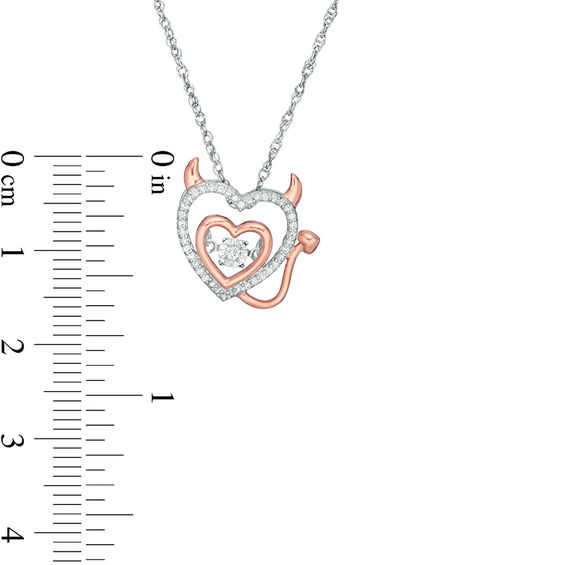 0.09 CT. T.w. Diamond Devil Heart Outline in Sterling Silver and 10K Rose Gold