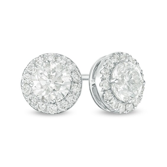 1-1/2 CT. T.w. Diamond Frame Stud Earrings in 14K White Gold