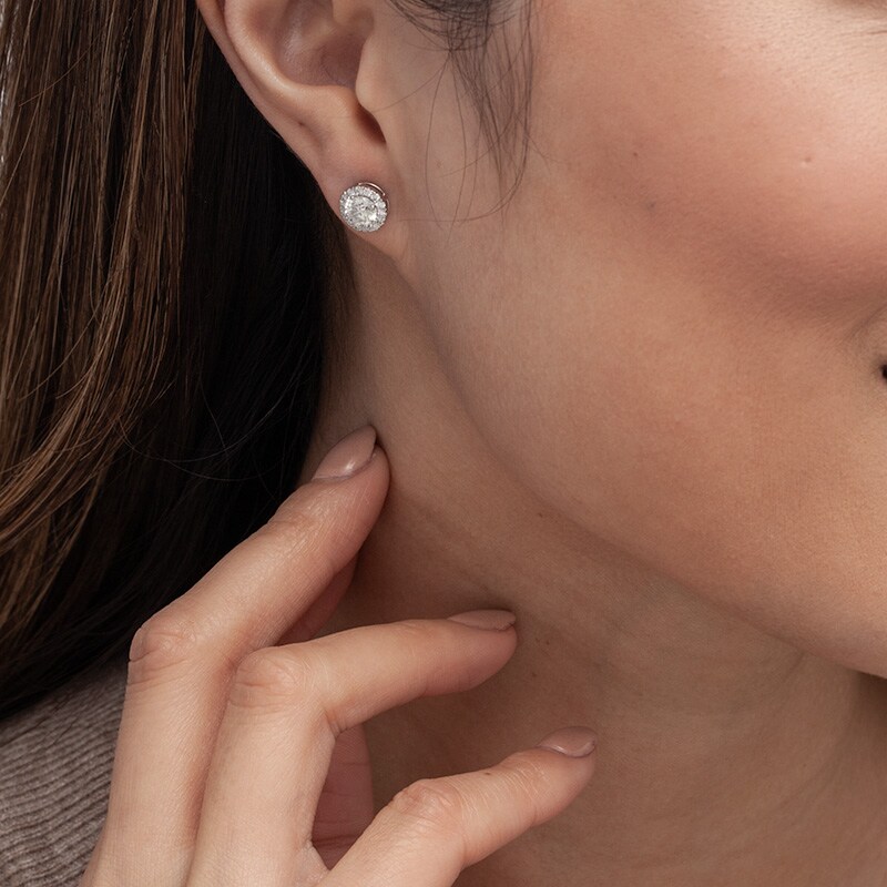 Main Image 2 of 1-1/2 CT. T.W. Diamond Frame Stud Earrings in 14K White Gold