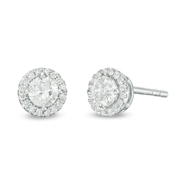 1/2 CT. T.w. Certified Diamond Frame Stud Earrings in 14K White Gold (I/Si2)