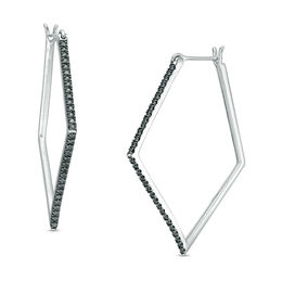 1/2 CT. T.W. Black Diamond Kite-Shaped Hoop Earrings in Sterling Silver