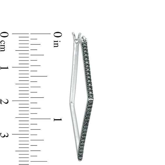 1/2 CT. T.w. Black Diamond Kite-Shaped Hoop Earrings in Sterling Silver
