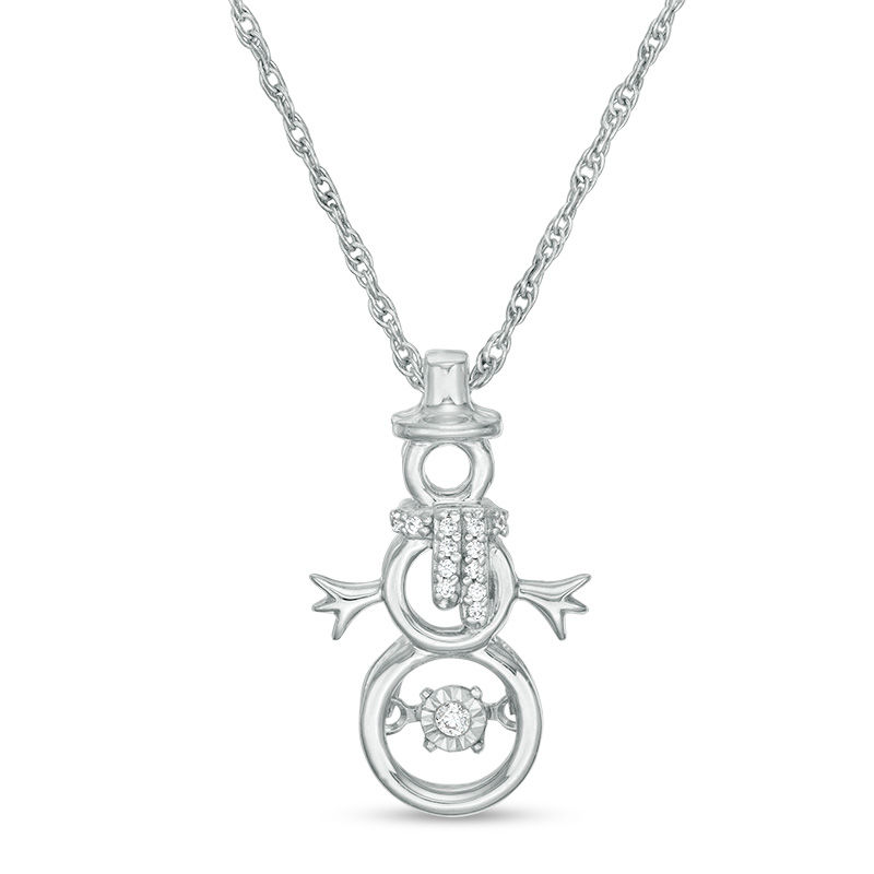 Diamond Accent Snowman Outline Pendant in Sterling Silver