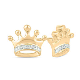 Diamond Accent Crown Stud Earrings in Sterling Silver with 14K Gold Plate