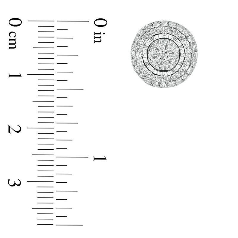 Main Image 2 of 1/4 CT. T.W. Composite Diamond Double Frame Stud Earrings in 10K White Gold