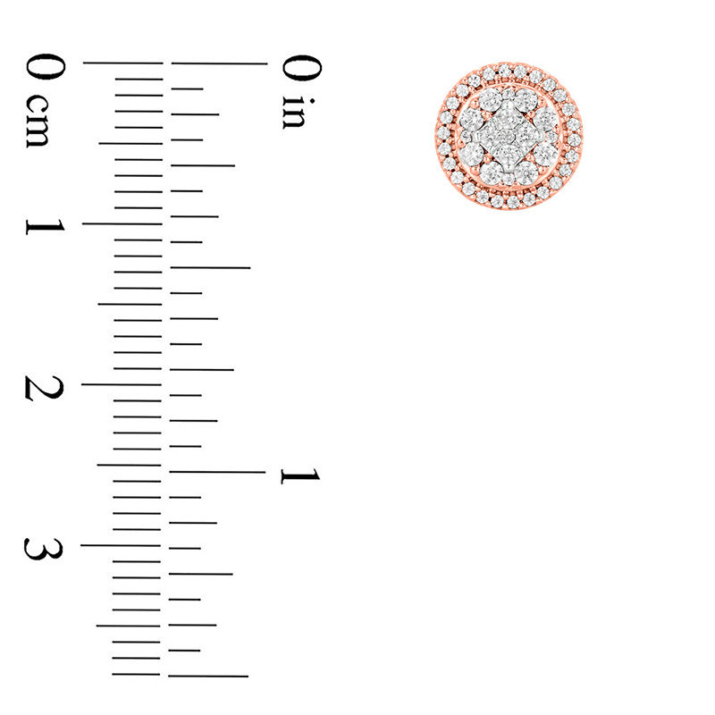 Main Image 2 of 1/2 CT. T.W. Multi-Diamond Frame Stud Earrings in 10K Rose Gold