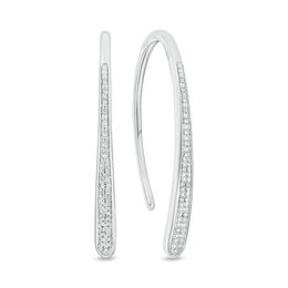 1/10 CT. T.W. Diamond Teardrop Curve Threader Earrings in 10K White Gold