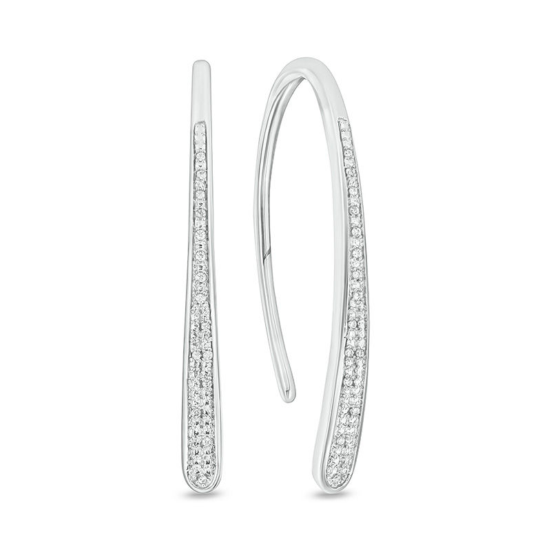 Main Image 1 of 1/10 CT. T.W. Diamond Teardrop Curve Threader Earrings in 10K White Gold