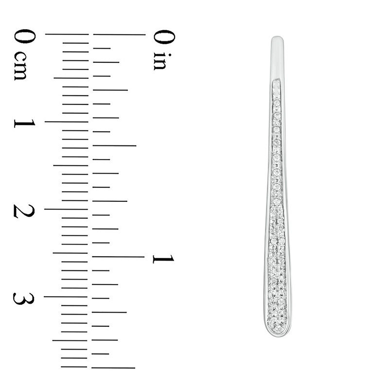 Main Image 2 of 1/10 CT. T.W. Diamond Teardrop Curve Threader Earrings in 10K White Gold