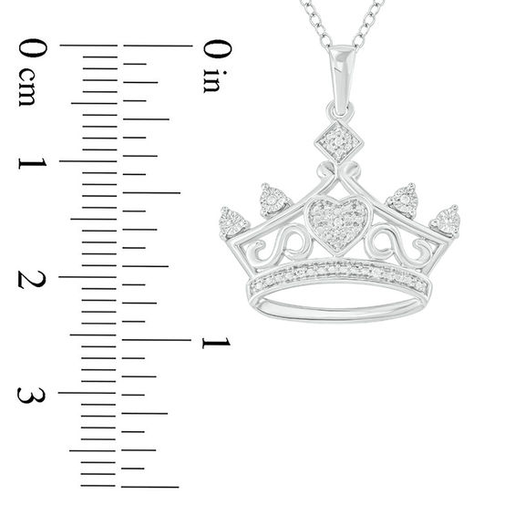Diamond Accent Heart Crown Pendant in Sterling Silver