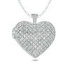 Thumbnail Image 1 of 7/8 CT. T.W. Diamond Lattice Heart Vintage-Style Locket in Sterling Silver