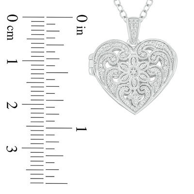 18 Sterling Silver Simulated Diamond Accent Filigree Heart Locket Necklace