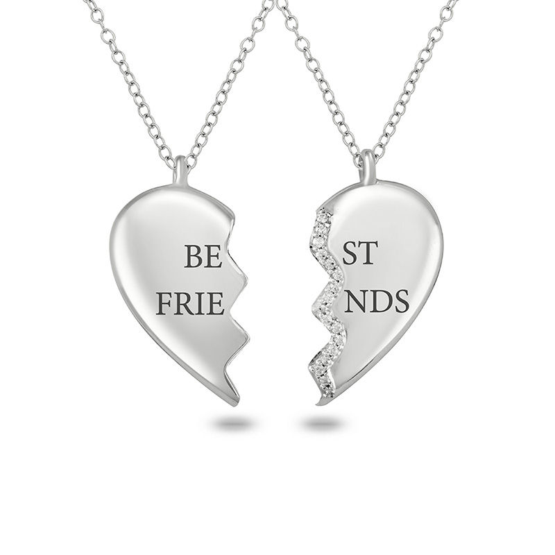 Personalized Joining Heart BFF Friendship Necklaces (4 Necklaces