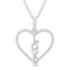 Thumbnail Image 1 of 1/10 CT. T.W. Diamond Vertical &quot;LOVE&quot; Heart Outline Pendant in Sterling Silver
