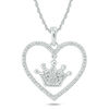 Thumbnail Image 0 of 1/10 CT. T.W. Diamond Heart Outline with Crown Drop center Pendant in 10K White Gold