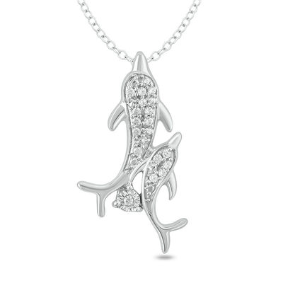 Large mother of pearl dolphin Set in sterling silver pendant on 18 inch sterling chain