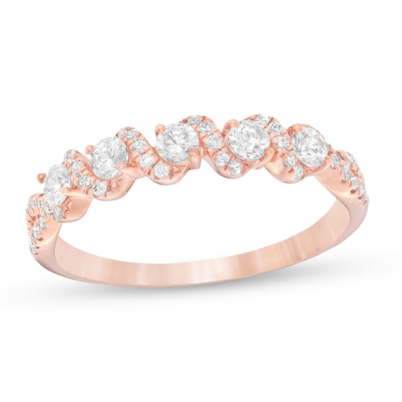 1/2 CT. T.w. Diamond Spiral Ring in 14K Rose Gold