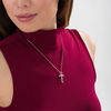 Thumbnail Image 2 of 1/10 CT. T.W. Diamond Heart Center and Loop Cross Pendant in Sterling Silver and 10K Rose Gold