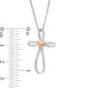 Thumbnail Image 3 of 1/10 CT. T.W. Diamond Heart Center and Loop Cross Pendant in Sterling Silver and 10K Rose Gold