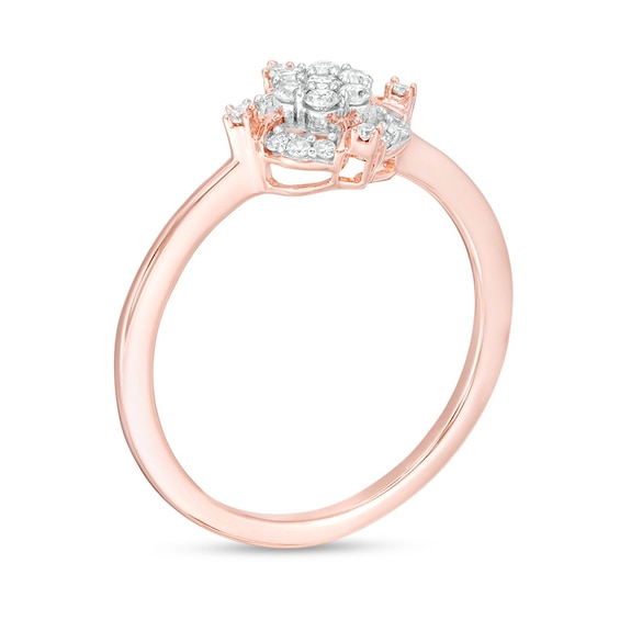 1/5 CT. T.w. Composite Diamond Cushion Frame Flower Ring in 10K Rose Gold