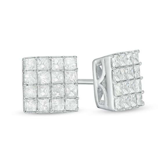 1 CT. T.W. Princess-Cut Composite Diamond Stud Earrings in 10K White Gold 1 CT. T.W. Princess-Cut Composite Diamond Stud Earrings in 10K White Gold