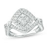 Thumbnail Image 0 of 1 CT. T.W. Diamond Tilted Double Square Frame Collar Ring in 10K White Gold
