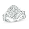 Thumbnail Image 1 of 1 CT. T.W. Diamond Tilted Double Square Frame Collar Ring in 10K White Gold
