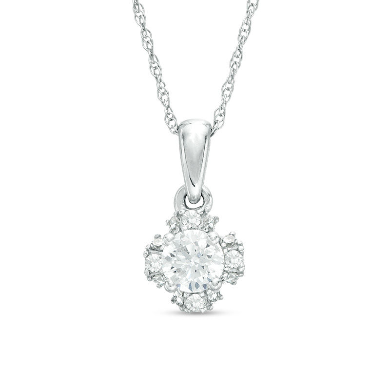Main Image 1 of 3/8 CT. T.W. Diamond Clover Frame Pendant in 10K White Gold