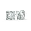 Thumbnail Image 1 of 1/2 CT. T.W. Princess-Cut Diamond Square Frame Stud Earrings in 14K White Gold