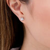Thumbnail Image 2 of 1/2 CT. T.W. Princess-Cut Diamond Square Frame Stud Earrings in 14K White Gold